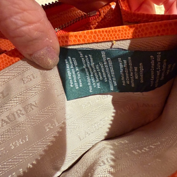 Vintage Lauren Ralph Lauren Womens Orange Pebble leather zip wallet - Picture 15 of 16